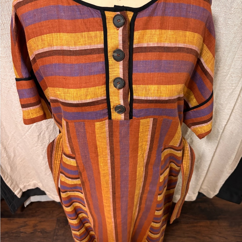 Striped Button-Front Dress
